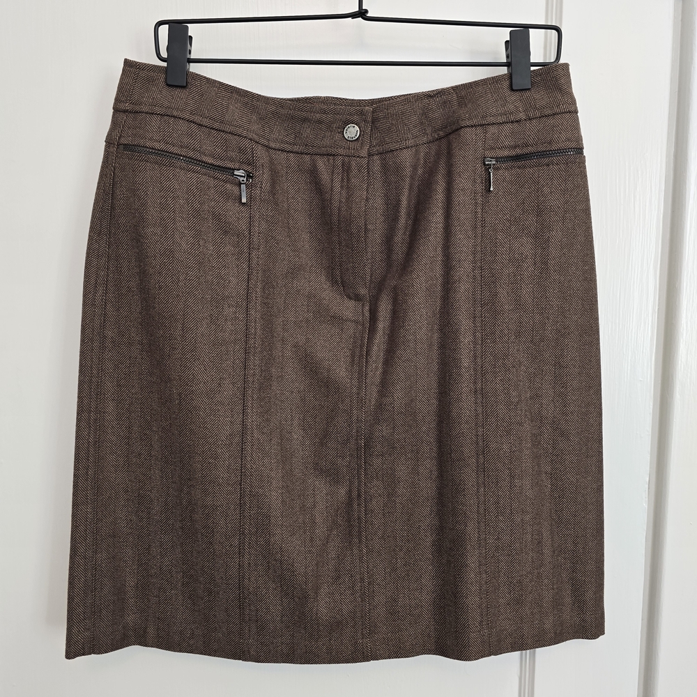 Valerie Stevens Tweed Brown Women's Pencil Skirt
